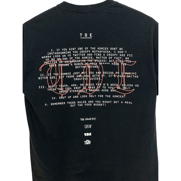 TDE Kendrick Lamar Shirt Mens Small Black Studio Rules Graphic Crewneck - Picture 4 of 5